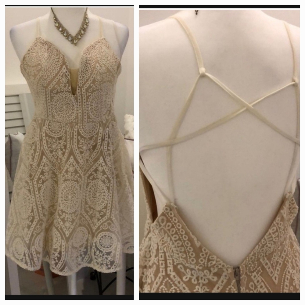 San joy Beige sexy dress lace large